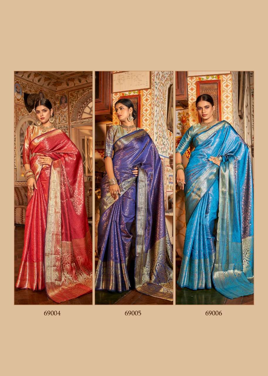 Arunima By Rajpath 69001 To 69006 Series Indian Traditional Wear Collection Beautiful Stylish Fancy Colorful Party Wear & Occasional Wear Kanjivaram Silk Sarees At Wholesale Price