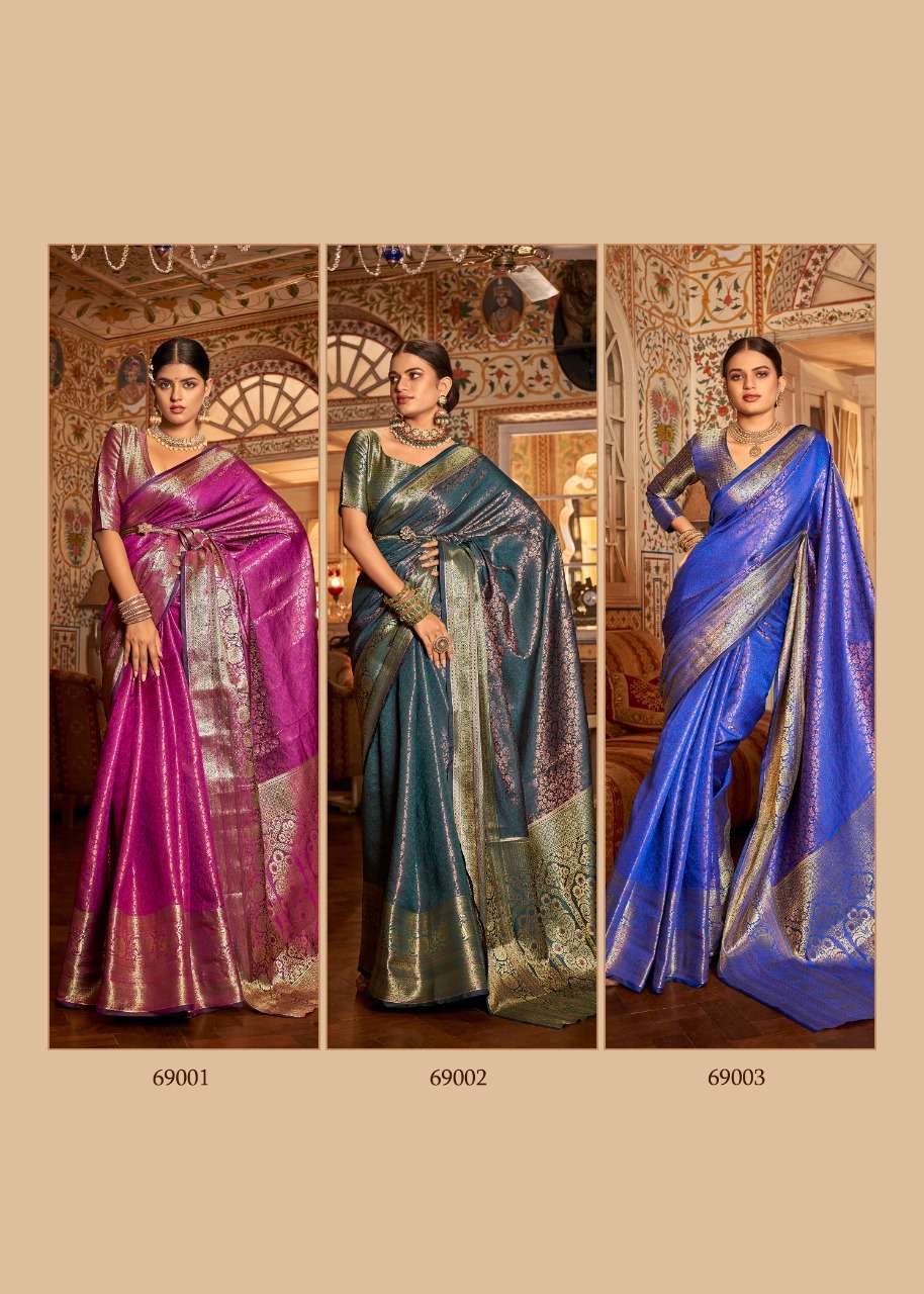 Arunima By Rajpath 69001 To 69006 Series Indian Traditional Wear Collection Beautiful Stylish Fancy Colorful Party Wear & Occasional Wear Kanjivaram Silk Sarees At Wholesale Price