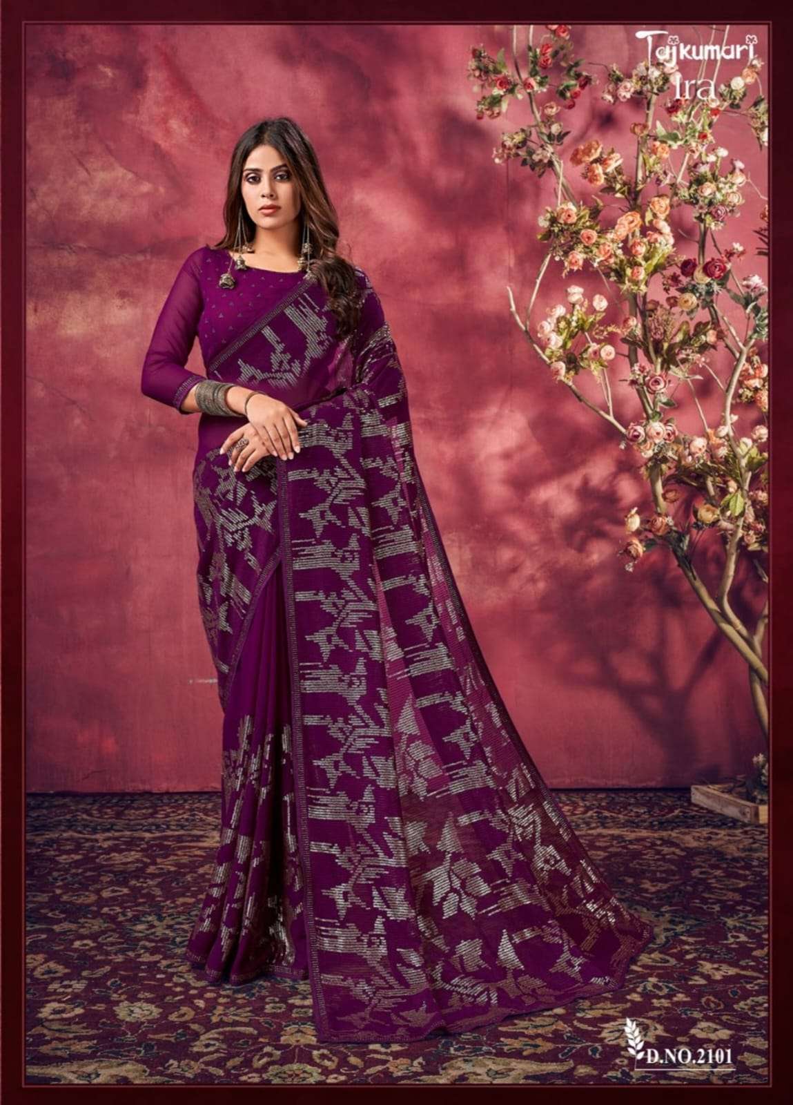 IRA BY TAJKUMARI 2101 TO 2108 SERIES INDIAN TRADITIONAL WEAR COLLECTION BEAUTIFUL STYLISH FANCY COLORFUL PARTY WEAR & OCCASIONAL WEAR PURE GEORGETTE SAREES AT WHOLESALE PRICE