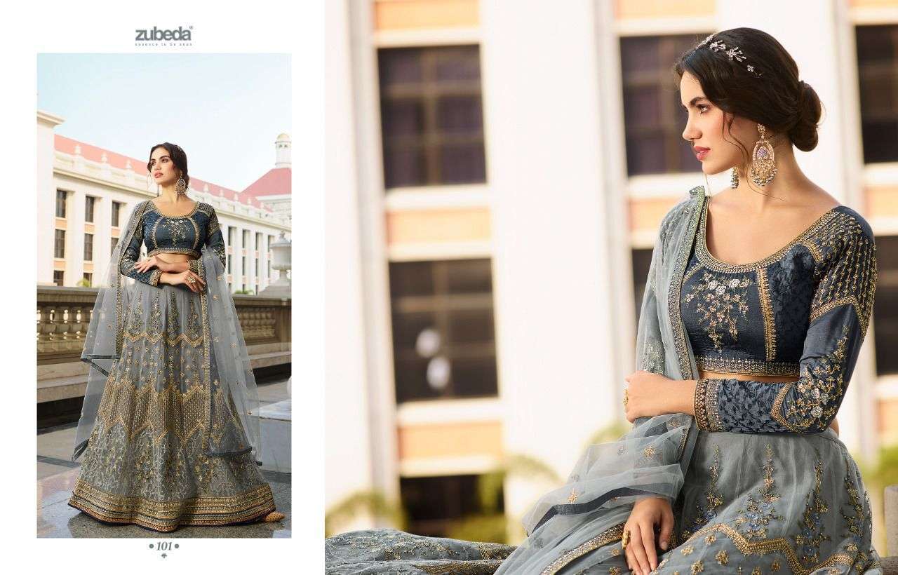 Prisha By Zubeda 101 To 103 Series Beautiful Anarkali Suits Stylish Colorful Fancy Casual Wear & Ethnic Wear Net Embroidered Dresses At Wholesale Price