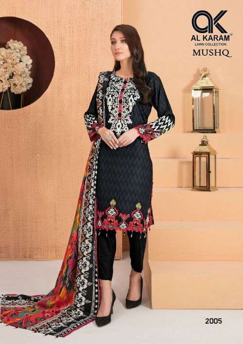 AL-KARAM VOL-02 BY MUSHQ KARACHI COTTON PAKISTANI SUITS BEAUTIFUL FANCY COLORFUL STYLISH PARTY WEAR & OCCASIONAL WEAR EMBROIDERED DRESSES AT WHOLESALE PRICE