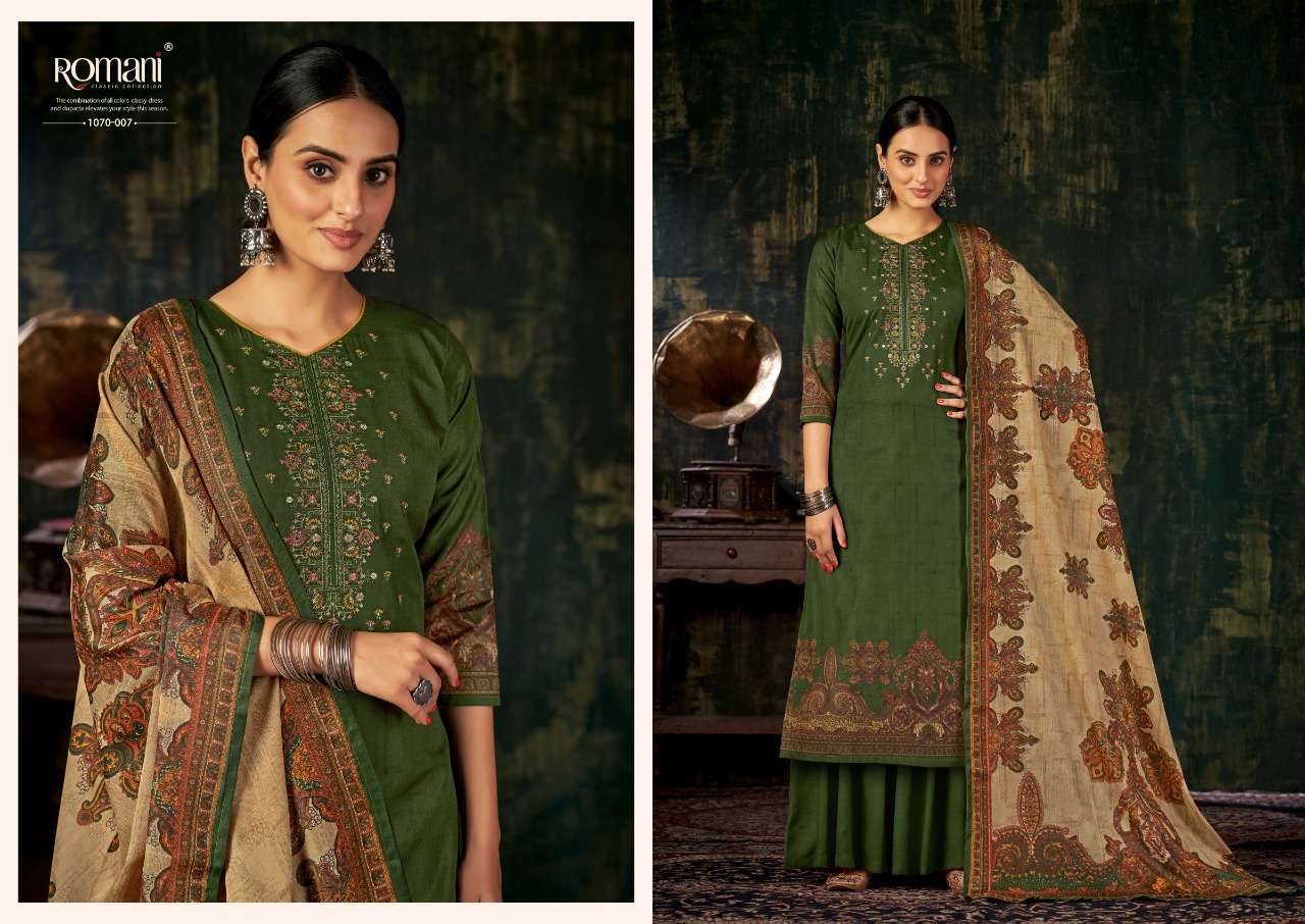 MAREENA VOL-7 BY ROMANI 1070-001 TO 1070-010 SERIES BEAUTIFUL SUITS COLORFUL STYLISH FANCY CASUAL WEAR & ETHNIC WEAR SOFT COTTON PRINT DRESSES AT WHOLESALE PRICE