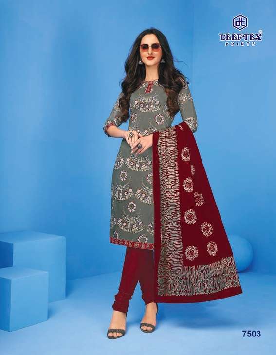 MISS INDIA VOL-75 BY DEEPTEX 7501 TO 7526 SERIES BEAUTIFUL SUITS COLORFUL STYLISH FANCY CASUAL WEAR & ETHNIC WEAR HEAVY COTTON PRINT DRESSES AT WHOLESALE PRICE