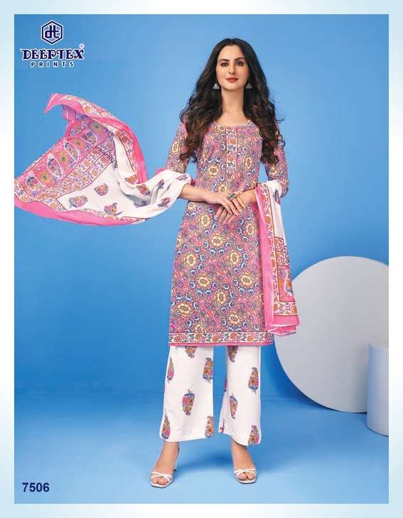 MISS INDIA VOL-75 BY DEEPTEX 7501 TO 7526 SERIES BEAUTIFUL SUITS COLORFUL STYLISH FANCY CASUAL WEAR & ETHNIC WEAR HEAVY COTTON PRINT DRESSES AT WHOLESALE PRICE