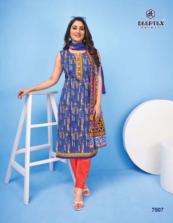 MISS INDIA VOL-75 BY DEEPTEX 7501 TO 7526 SERIES BEAUTIFUL SUITS COLORFUL STYLISH FANCY CASUAL WEAR & ETHNIC WEAR HEAVY COTTON PRINT DRESSES AT WHOLESALE PRICE