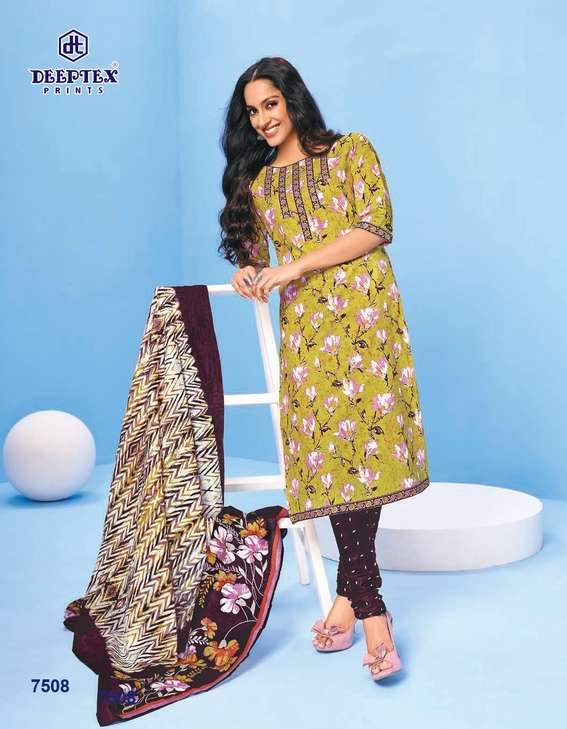 MISS INDIA VOL-75 BY DEEPTEX 7501 TO 7526 SERIES BEAUTIFUL SUITS COLORFUL STYLISH FANCY CASUAL WEAR & ETHNIC WEAR HEAVY COTTON PRINT DRESSES AT WHOLESALE PRICE