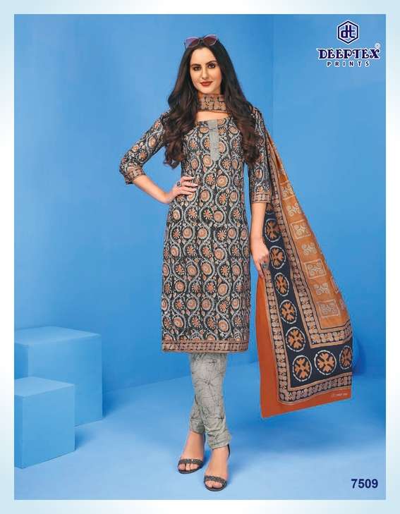 MISS INDIA VOL-75 BY DEEPTEX 7501 TO 7526 SERIES BEAUTIFUL SUITS COLORFUL STYLISH FANCY CASUAL WEAR & ETHNIC WEAR HEAVY COTTON PRINT DRESSES AT WHOLESALE PRICE