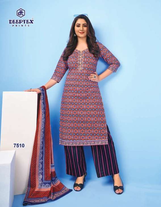 MISS INDIA VOL-75 BY DEEPTEX 7501 TO 7526 SERIES BEAUTIFUL SUITS COLORFUL STYLISH FANCY CASUAL WEAR & ETHNIC WEAR HEAVY COTTON PRINT DRESSES AT WHOLESALE PRICE
