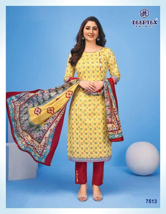 MISS INDIA VOL-75 BY DEEPTEX 7501 TO 7526 SERIES BEAUTIFUL SUITS COLORFUL STYLISH FANCY CASUAL WEAR & ETHNIC WEAR HEAVY COTTON PRINT DRESSES AT WHOLESALE PRICE