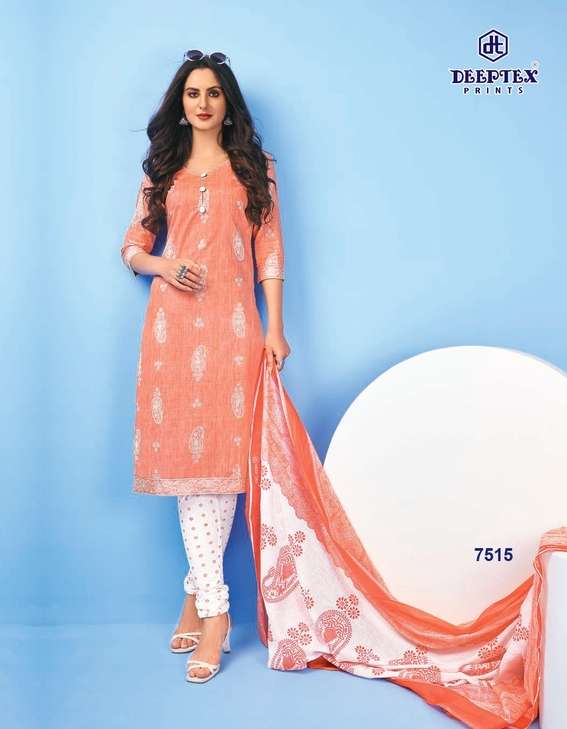 MISS INDIA VOL-75 BY DEEPTEX 7501 TO 7526 SERIES BEAUTIFUL SUITS COLORFUL STYLISH FANCY CASUAL WEAR & ETHNIC WEAR HEAVY COTTON PRINT DRESSES AT WHOLESALE PRICE