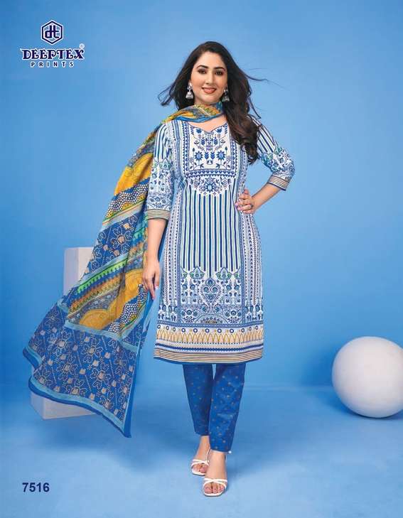 MISS INDIA VOL-75 BY DEEPTEX 7501 TO 7526 SERIES BEAUTIFUL SUITS COLORFUL STYLISH FANCY CASUAL WEAR & ETHNIC WEAR HEAVY COTTON PRINT DRESSES AT WHOLESALE PRICE