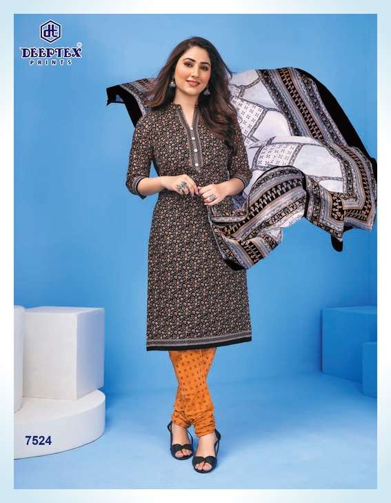 MISS INDIA VOL-75 BY DEEPTEX 7501 TO 7526 SERIES BEAUTIFUL SUITS COLORFUL STYLISH FANCY CASUAL WEAR & ETHNIC WEAR HEAVY COTTON PRINT DRESSES AT WHOLESALE PRICE