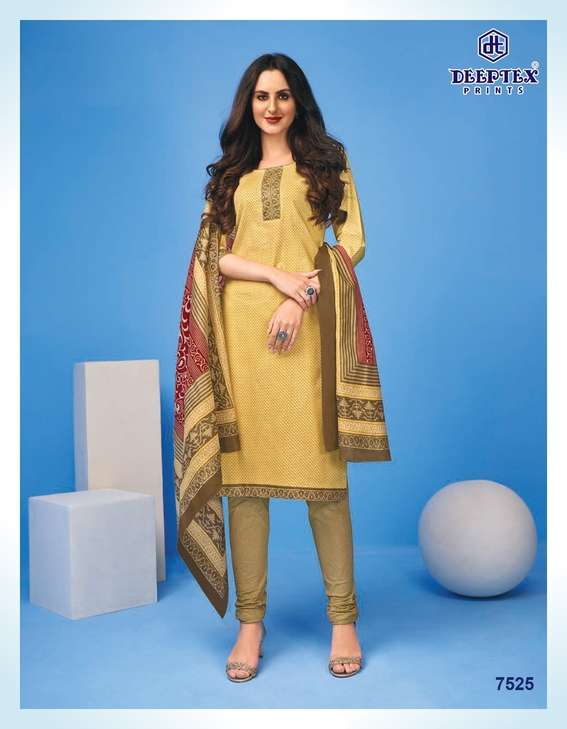 MISS INDIA VOL-75 BY DEEPTEX 7501 TO 7526 SERIES BEAUTIFUL SUITS COLORFUL STYLISH FANCY CASUAL WEAR & ETHNIC WEAR HEAVY COTTON PRINT DRESSES AT WHOLESALE PRICE