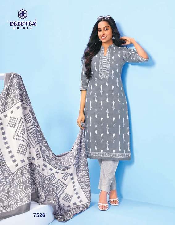 MISS INDIA VOL-75 BY DEEPTEX 7501 TO 7526 SERIES BEAUTIFUL SUITS COLORFUL STYLISH FANCY CASUAL WEAR & ETHNIC WEAR HEAVY COTTON PRINT DRESSES AT WHOLESALE PRICE