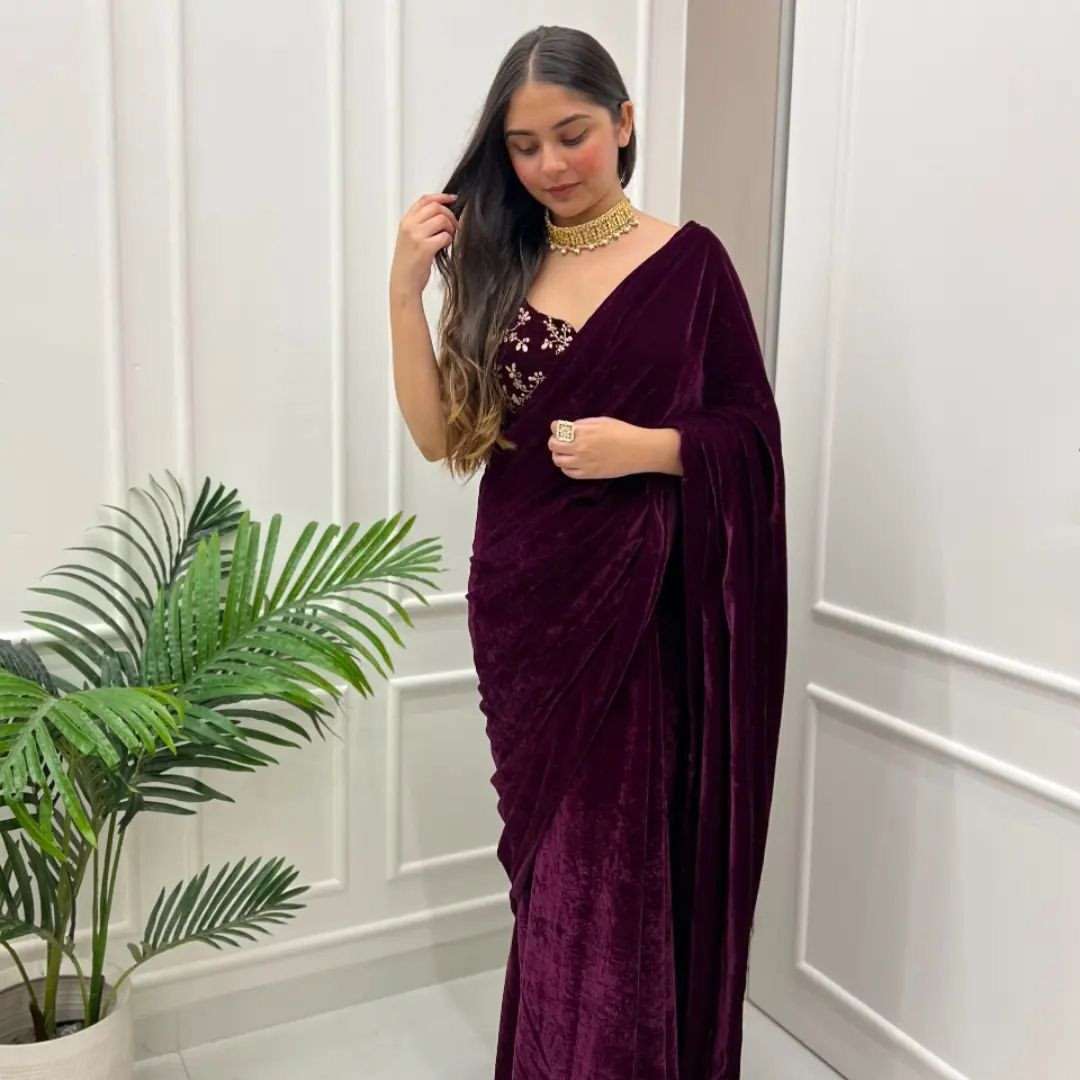 KD-371 COLOURS BY FASHID WHOLESALE INDIAN TRADITIONAL WEAR COLLECTION BEAUTIFUL STYLISH FANCY COLORFUL PARTY WEAR & OCCASIONAL WEAR VELVET SAREES AT WHOLESALE PRICE