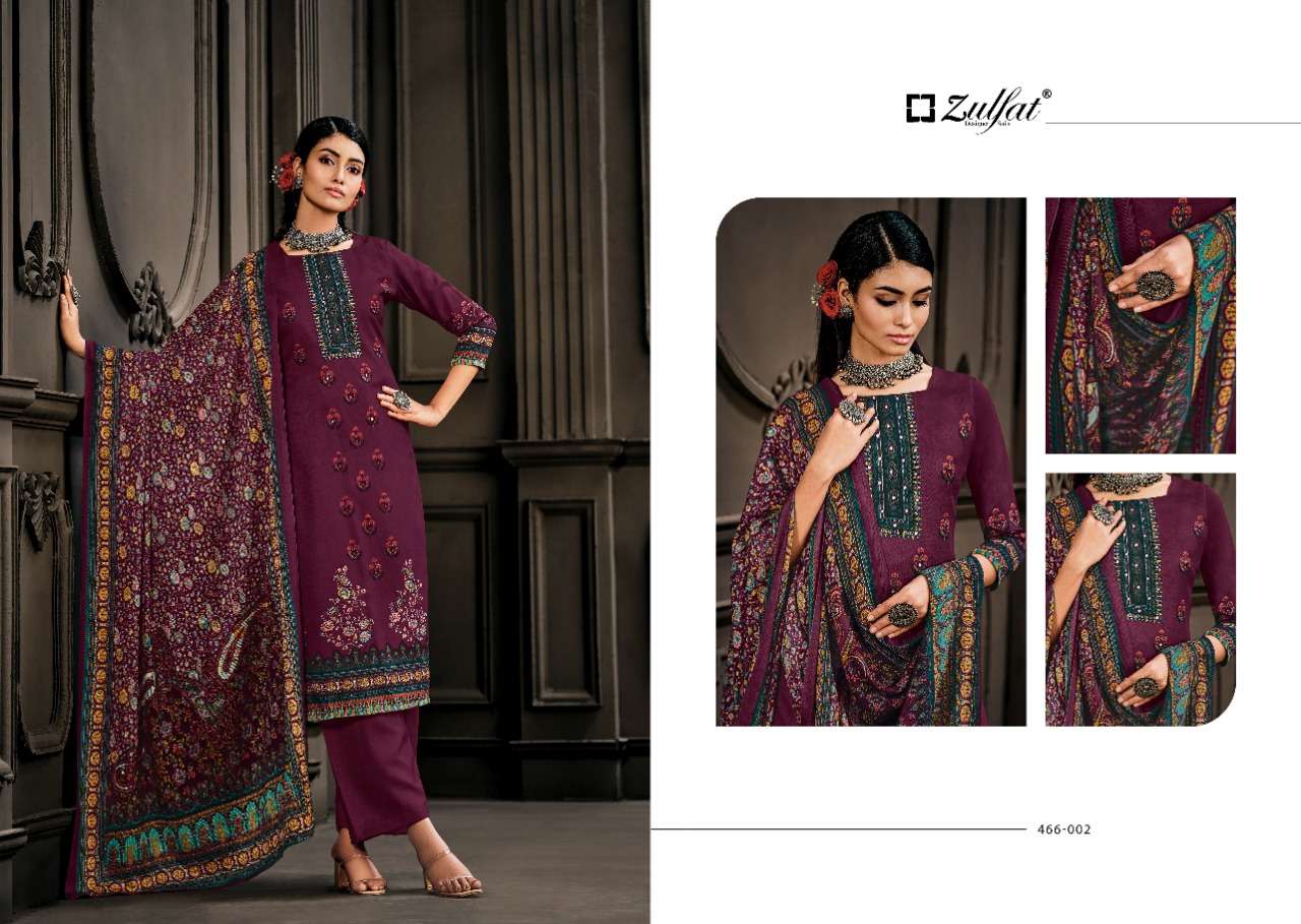 Kashmira Vol-2 By Zulfat 466-001 To 466-010 Series Beautiful Suits Colorful Stylish Fancy Casual Wear & Ethnic Wear Pure Pashmina Dresses At Wholesale Price
