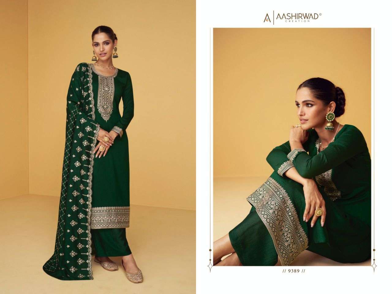 Apsara By Aashirwad Creation 9388 To 9393 Series Beautiful Stylish Fancy Colorful Casual Wear & Ethnic Wear & Ready To Wear Pure Silk Santoon Dresses At Wholesale Price
