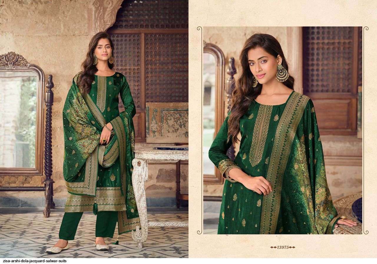 ARSHI BY ZISA 13971 TO 13976 SERIES BEAUTIFUL SUITS COLORFUL STYLISH FANCY CASUAL WEAR & ETHNIC WEAR DOLA JACQUARD DRESSES AT WHOLESALE PRICE