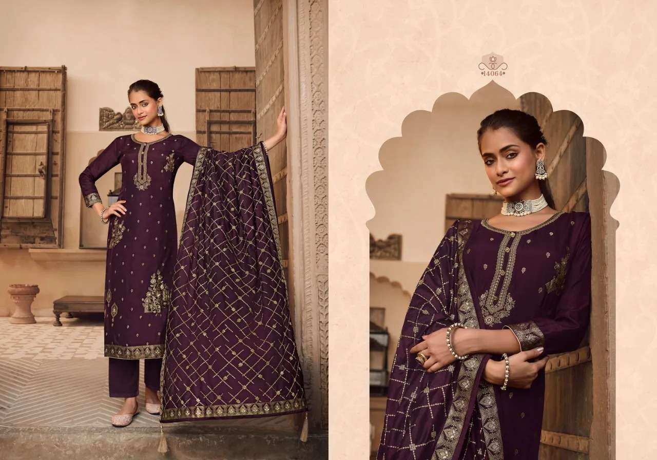 MEHAK BY ZISA 14061 TO 14064 SERIES BEAUTIFUL SUITS COLORFUL STYLISH FANCY CASUAL WEAR & ETHNIC WEAR DOLA JAQUARD DRESSES AT WHOLESALE PRICE