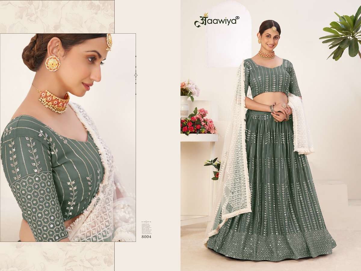 Siya Vol-1 By Aawiya 8001 To 8004 Series Designer Beautiful Navratri Collection Occasional Wear & Party Wear Georgette Digital Print Lehengas At Wholesale Price