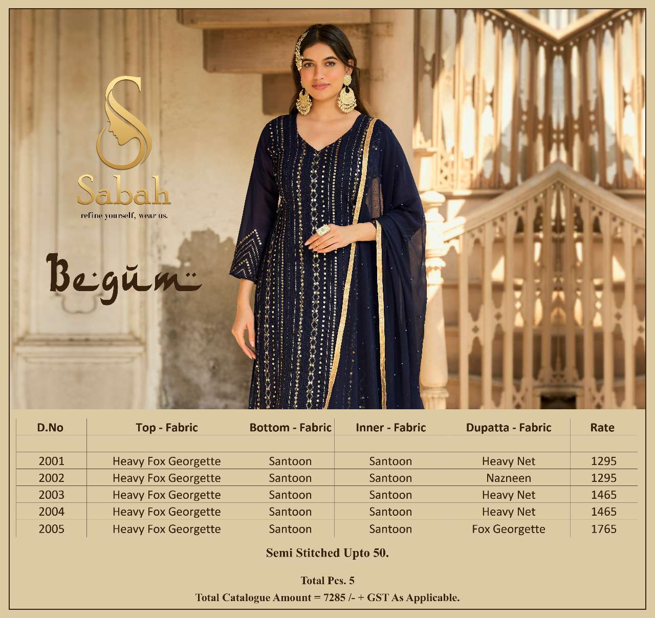 Begum By Sabah 2001 To 2005 Series Beautiful Stylish Suits Fancy Colorful Casual Wear & Ethnic Wear & Ready To Wear Heavy Faux Georgette Dresses At Wholesale Price