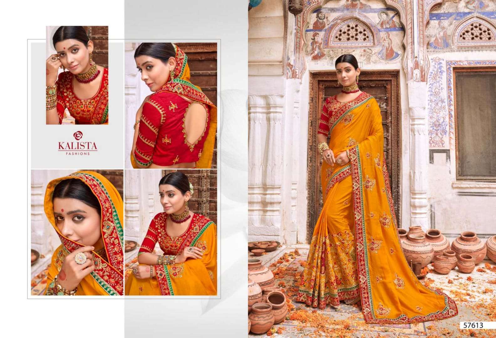 MALLIKA PLATINUM EDITION BY KALISTA FASHION 57612 TO 57617 SERIES INDIAN TRADITIONAL WEAR COLLECTION BEAUTIFUL STYLISH FANCY COLORFUL PARTY WEAR & OCCASIONAL WEAR VISCOSE SILK SAREES AT WHOLESALE PRICE