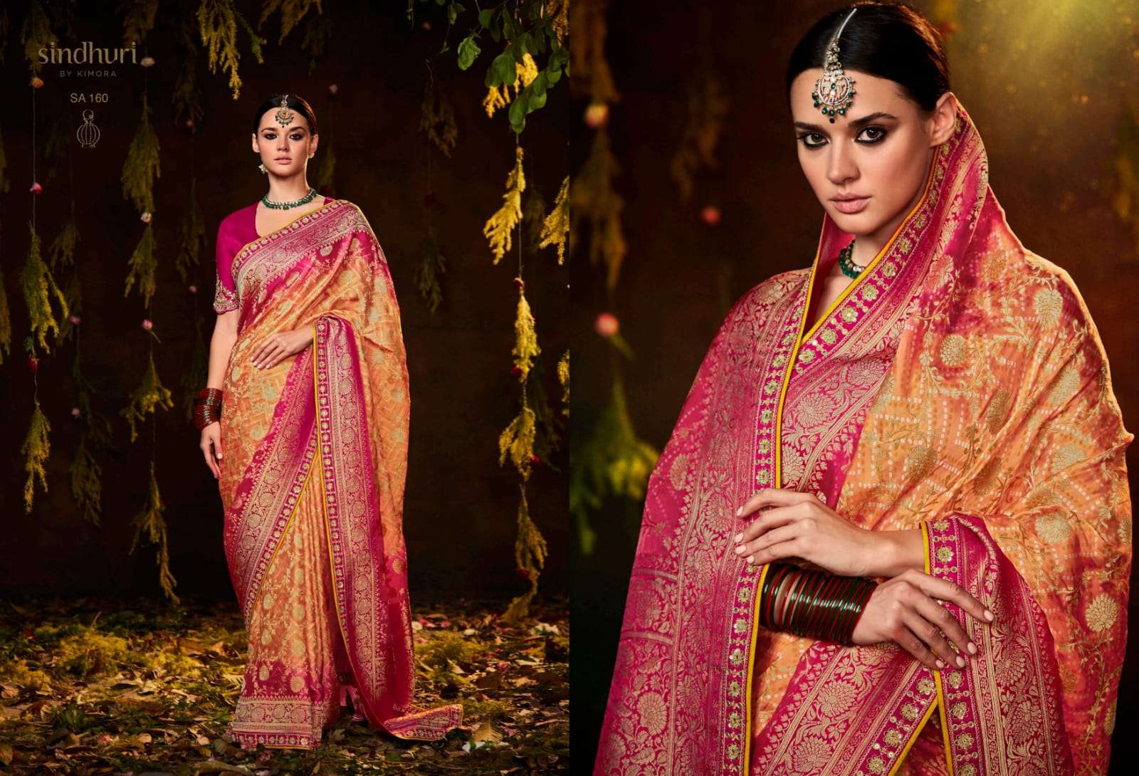 Sindhuri Bandhej By Kimora Fashion 154 To 164 Series Indian Traditional Wear Collection Beautiful Stylish Fancy Colorful Party Wear & Occasional Wear Silk Sarees At Wholesale Price