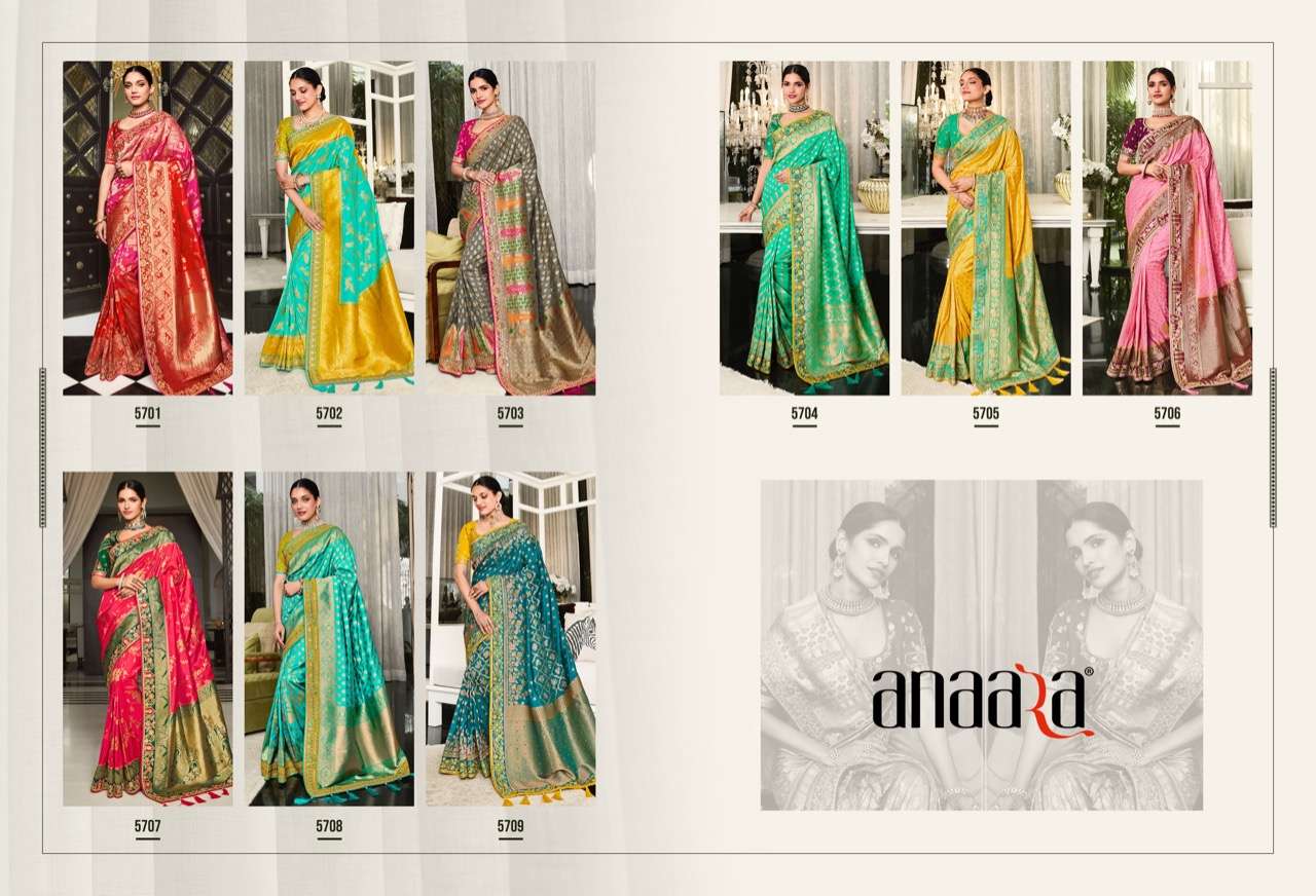Anaara 5701 Series By Tathastu 5701 To 5709 Series Indian Traditional Wear Collection Beautiful Stylish Fancy Colorful Party Wear & Occasional Wear Fancy Sarees At Wholesale Price