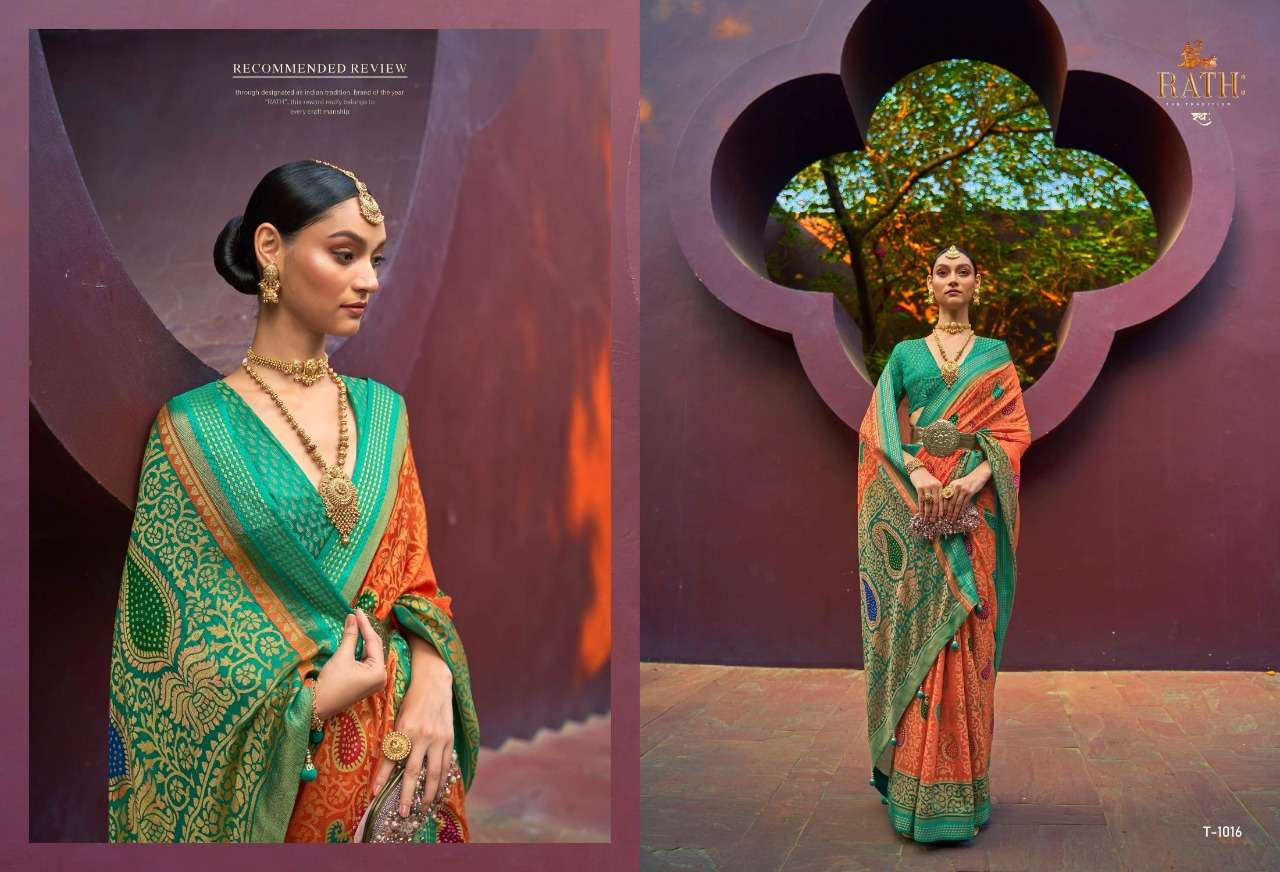 Pratham By Rath 1008 To 1018 Series Indian Traditional Wear Collection Beautiful Stylish Fancy Colorful Party Wear & Occasional Wear Brasso Sarees At Wholesale Price