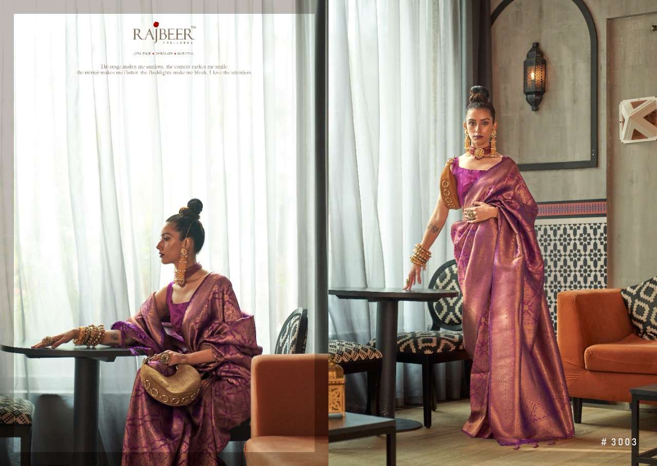 KAANVI SILK BY RAJBEER 3001 TO 3006 SERIES INDIAN TRADITIONAL WEAR COLLECTION BEAUTIFUL STYLISH FANCY COLORFUL PARTY WEAR & OCCASIONAL WEAR SILK SAREES AT WHOLESALE PRICE