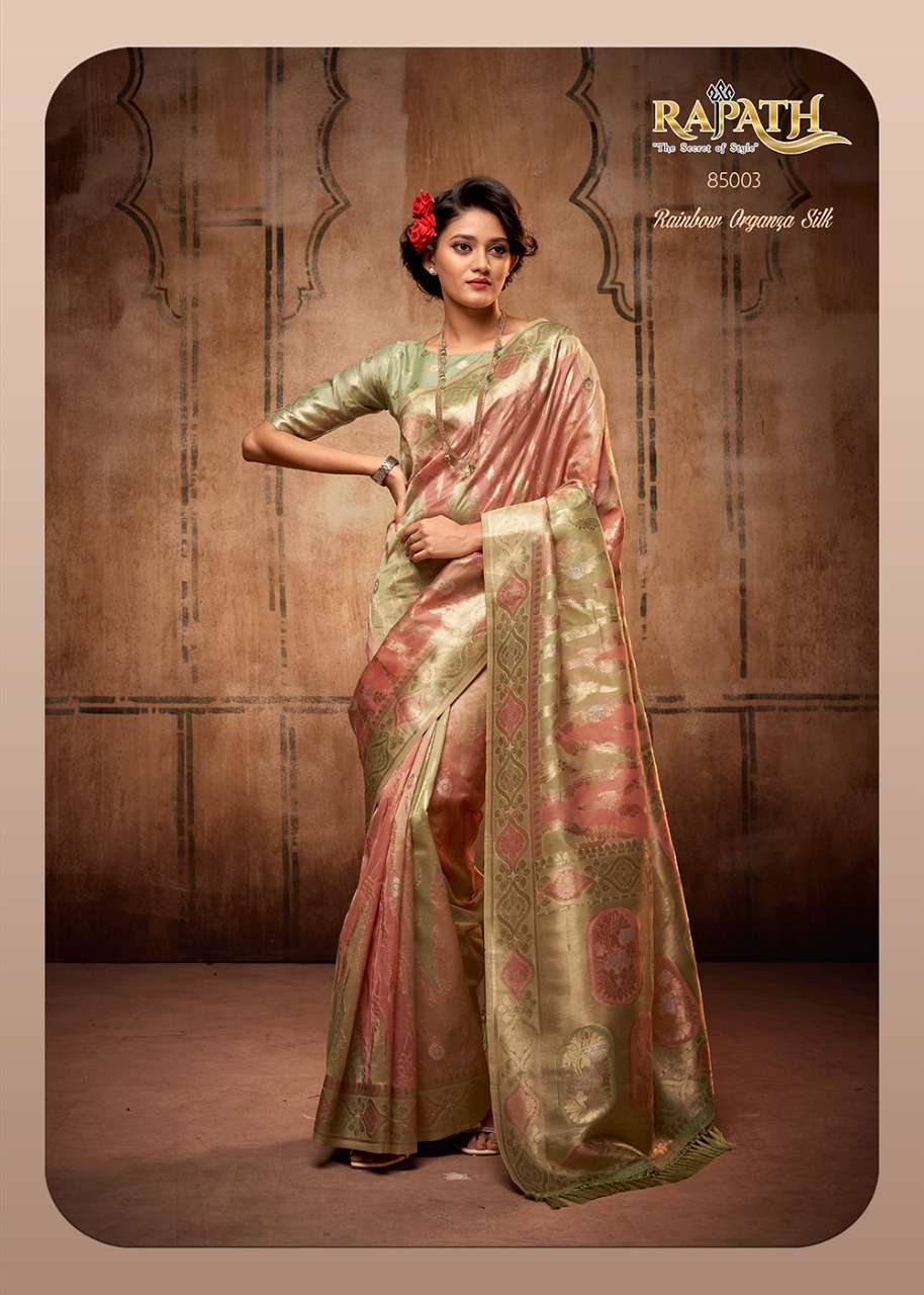 Attari Organza By Rajpath 85001 To 85006 Series Indian Traditional Wear Collection Beautiful Stylish Fancy Colorful Party Wear & Occasional Wear Organza Silk Sarees At Wholesale Price