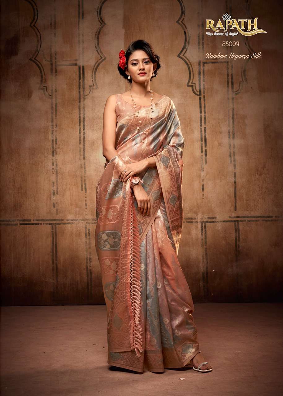 Attari Organza By Rajpath 85001 To 85006 Series Indian Traditional Wear Collection Beautiful Stylish Fancy Colorful Party Wear & Occasional Wear Organza Silk Sarees At Wholesale Price