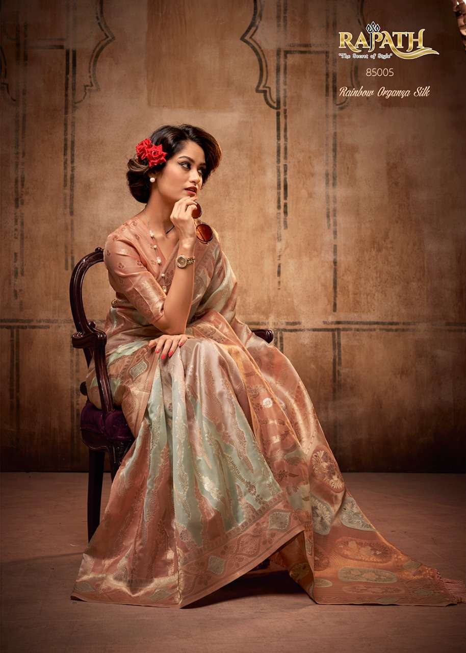 Attari Organza By Rajpath 85001 To 85006 Series Indian Traditional Wear Collection Beautiful Stylish Fancy Colorful Party Wear & Occasional Wear Organza Silk Sarees At Wholesale Price