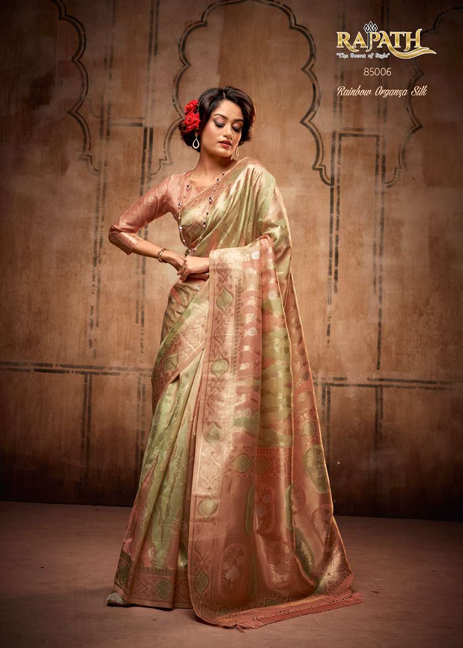 Attari Organza By Rajpath 85001 To 85006 Series Indian Traditional Wear Collection Beautiful Stylish Fancy Colorful Party Wear & Occasional Wear Organza Silk Sarees At Wholesale Price