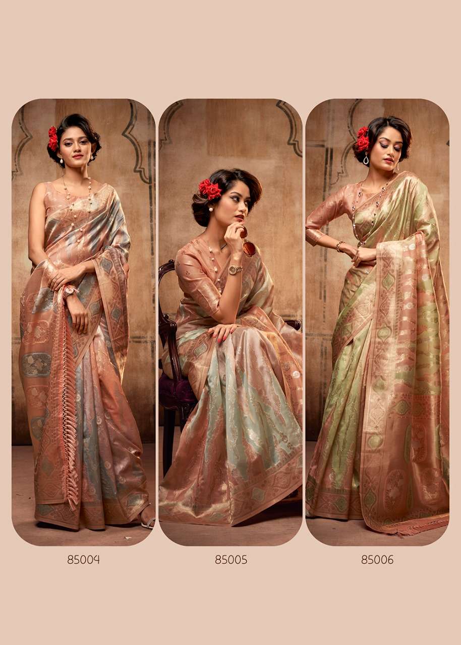 Attari Organza By Rajpath 85001 To 85006 Series Indian Traditional Wear Collection Beautiful Stylish Fancy Colorful Party Wear & Occasional Wear Organza Silk Sarees At Wholesale Price