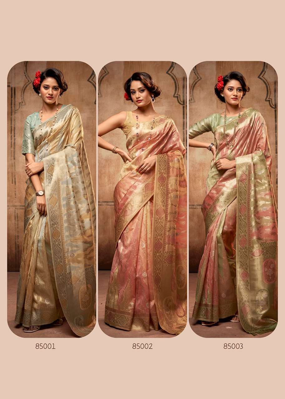 Attari Organza By Rajpath 85001 To 85006 Series Indian Traditional Wear Collection Beautiful Stylish Fancy Colorful Party Wear & Occasional Wear Organza Silk Sarees At Wholesale Price