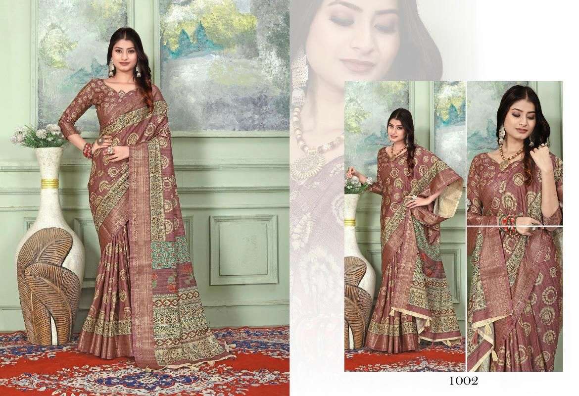 HERITAGE DIGITAL VOL-1 BY MINTORSI 1001 TO 1010 SERIES INDIAN TRADITIONAL WEAR COLLECTION BEAUTIFUL STYLISH FANCY COLORFUL PARTY WEAR & OCCASIONAL WEAR TUSSAR SILK SAREES AT WHOLESALE PRICE