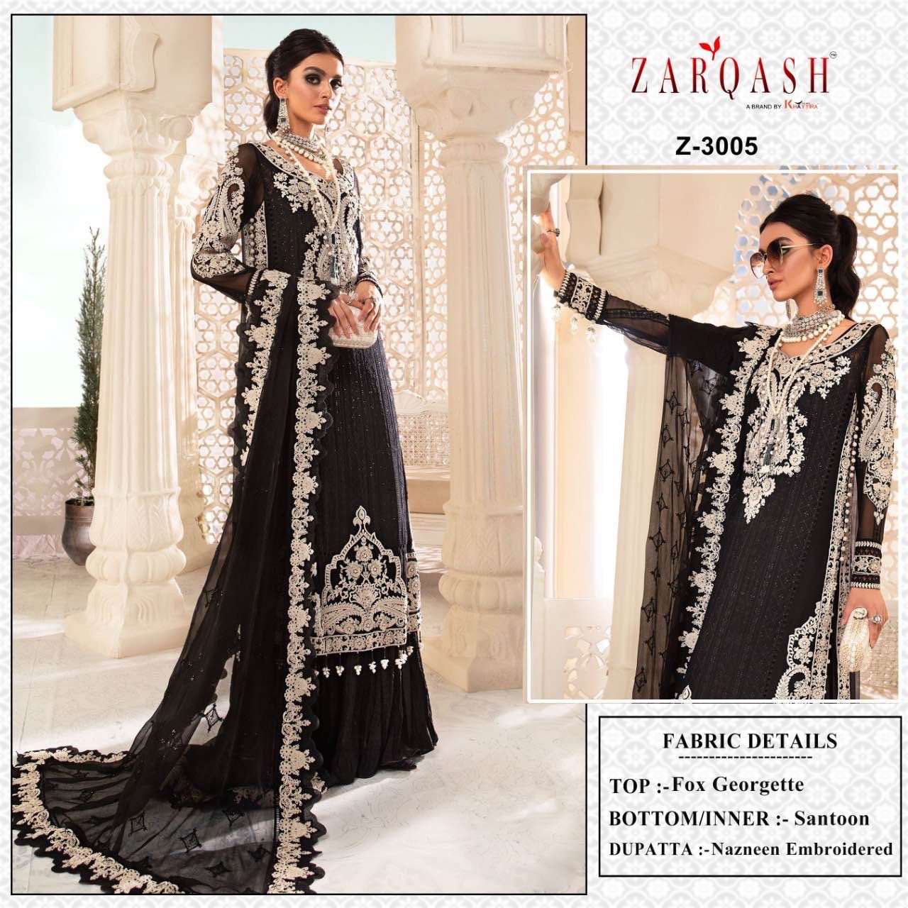 MAIYA.B. CHIFFONS BY ZARQASH 3005 TO 3007 SERIES DESIGNER PAKISTANI SUITS COLLECTION BEAUTIFUL STYLISH COLORFUL FANCY PARTY WEAR & OCCASIONAL WEAR FAUX GEORGETTE DRESSES AT WHOLESALE PRICE
