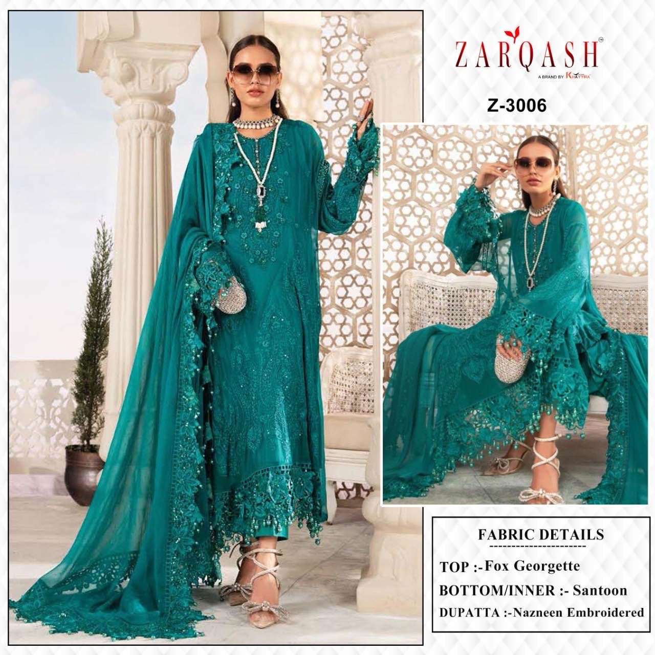MAIYA.B. CHIFFONS BY ZARQASH 3005 TO 3007 SERIES DESIGNER PAKISTANI SUITS COLLECTION BEAUTIFUL STYLISH COLORFUL FANCY PARTY WEAR & OCCASIONAL WEAR FAUX GEORGETTE DRESSES AT WHOLESALE PRICE