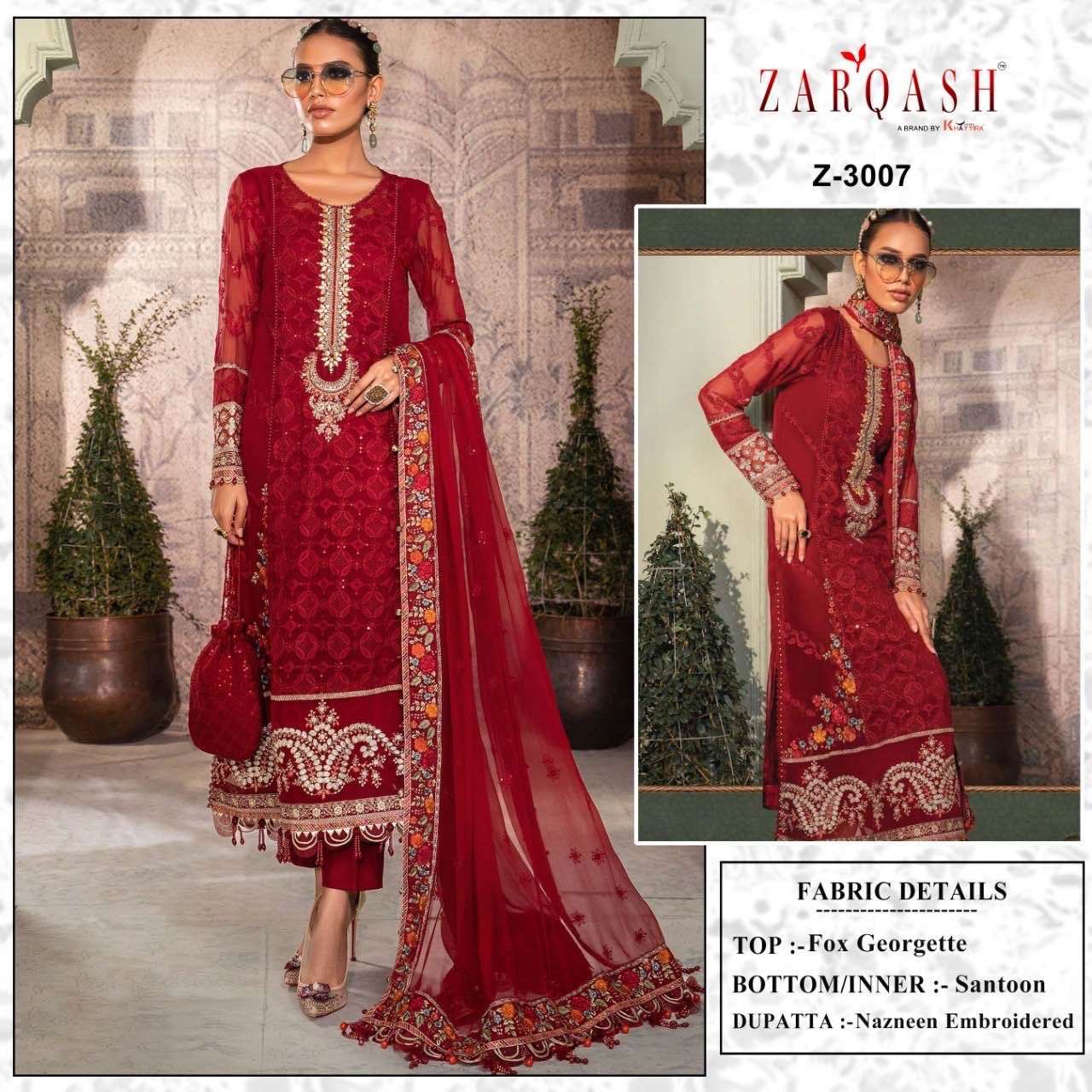 MAIYA.B. CHIFFONS BY ZARQASH 3005 TO 3007 SERIES DESIGNER PAKISTANI SUITS COLLECTION BEAUTIFUL STYLISH COLORFUL FANCY PARTY WEAR & OCCASIONAL WEAR FAUX GEORGETTE DRESSES AT WHOLESALE PRICE