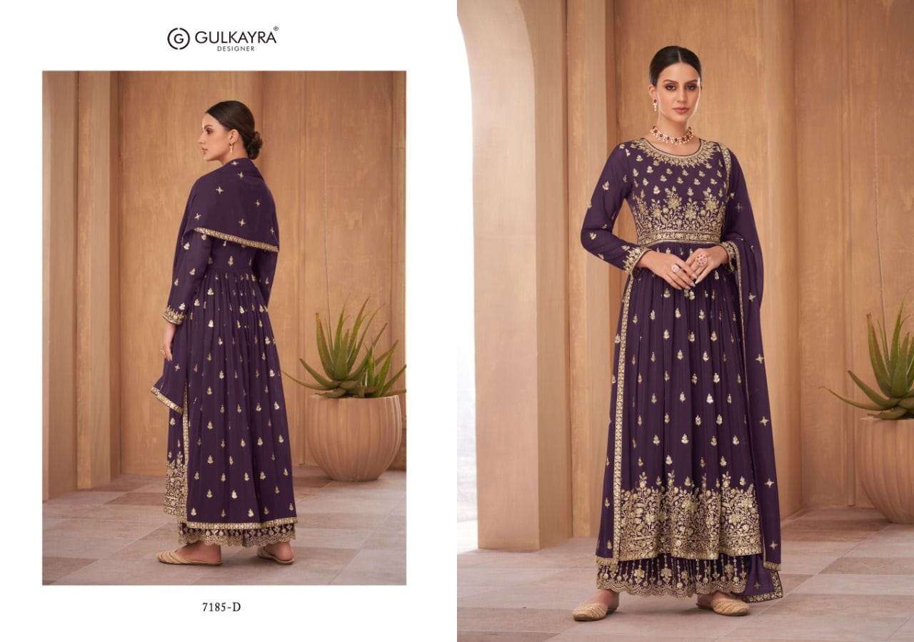 Nayra Vol-2 By Gulkayra Designer 7185-A To 7185-E Series Beautiful Sharara Suits Colorful Stylish Fancy Casual Wear & Ethnic Wear Georgette Dresses At Wholesale Price