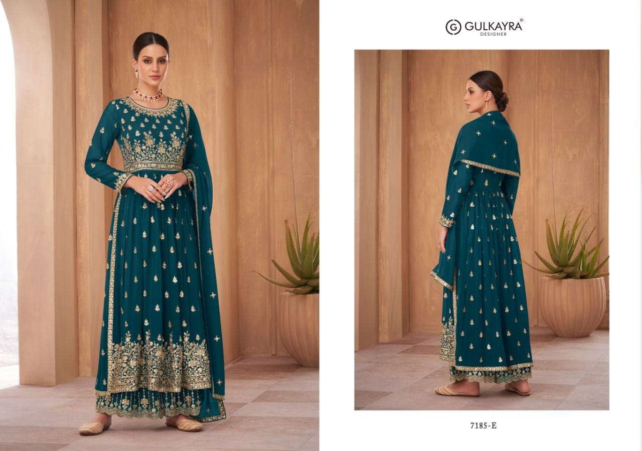 Nayra Vol-2 By Gulkayra Designer 7185-A To 7185-E Series Beautiful Sharara Suits Colorful Stylish Fancy Casual Wear & Ethnic Wear Georgette Dresses At Wholesale Price