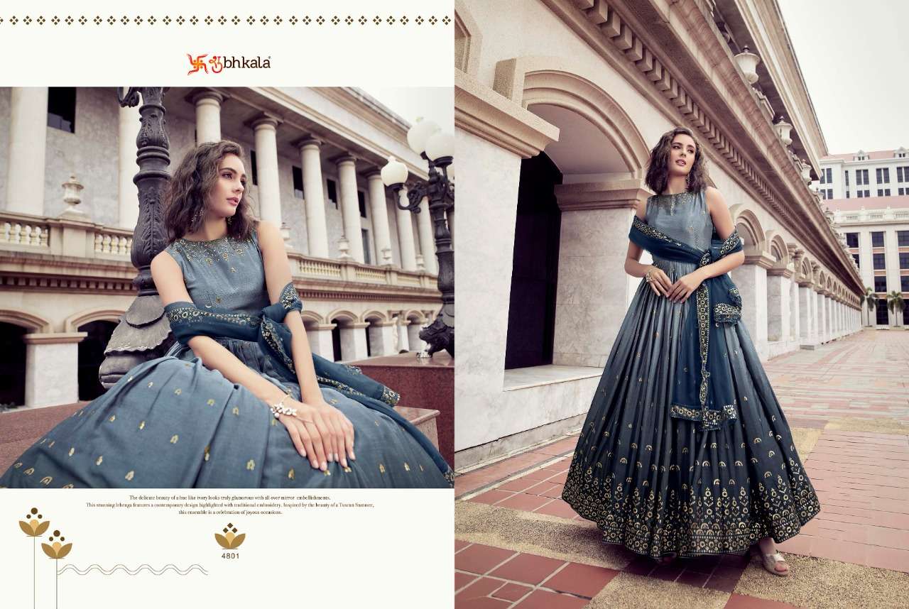 Flory Vol-25 By Shubhkala 4801 To 4804 Series Beautiful Stylish Fancy Colorful Casual Wear & Ethnic Wear Chinnon Gowns With Dupatta At Wholesale Price