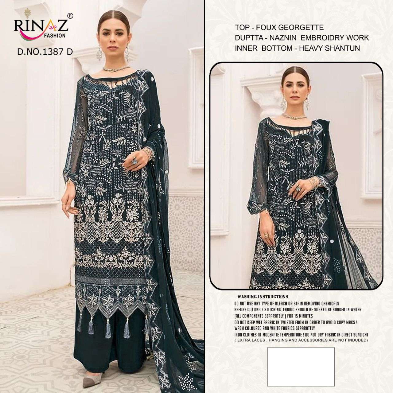 RINAZ 1387 COLOURS BY RINAZ FASHION 1387-A TO 1387-D SERIES DESIGNER PAKISTANI SUITS BEAUTIFUL FANCY COLORFUL STYLISH PARTY WEAR & OCCASIONAL WEAR FAUX GEORGETTE DRESSES AT WHOLESALE PRICE