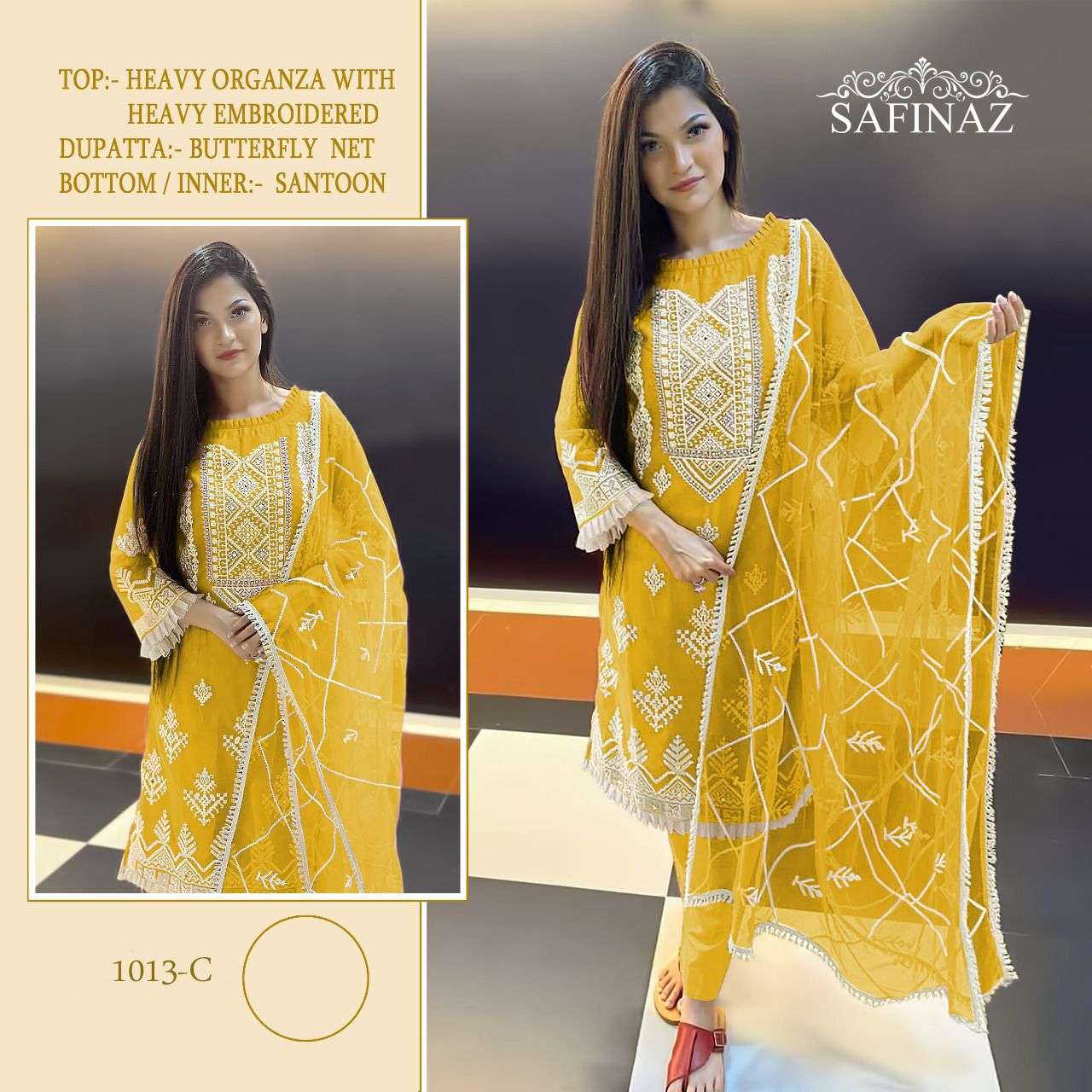 SAFINAZ 1013 COLOURS BY SAFINAZ 1013-A TO 1013-E SERIES DESIGNER FESTIVE PAKISTANI SUITS COLLECTION BEAUTIFUL STYLISH FANCY COLORFUL PARTY WEAR & OCCASIONAL WEAR HEAVY ORGANZA  EMBROIDERED DRESSES AT WHOLESALE PRICE
