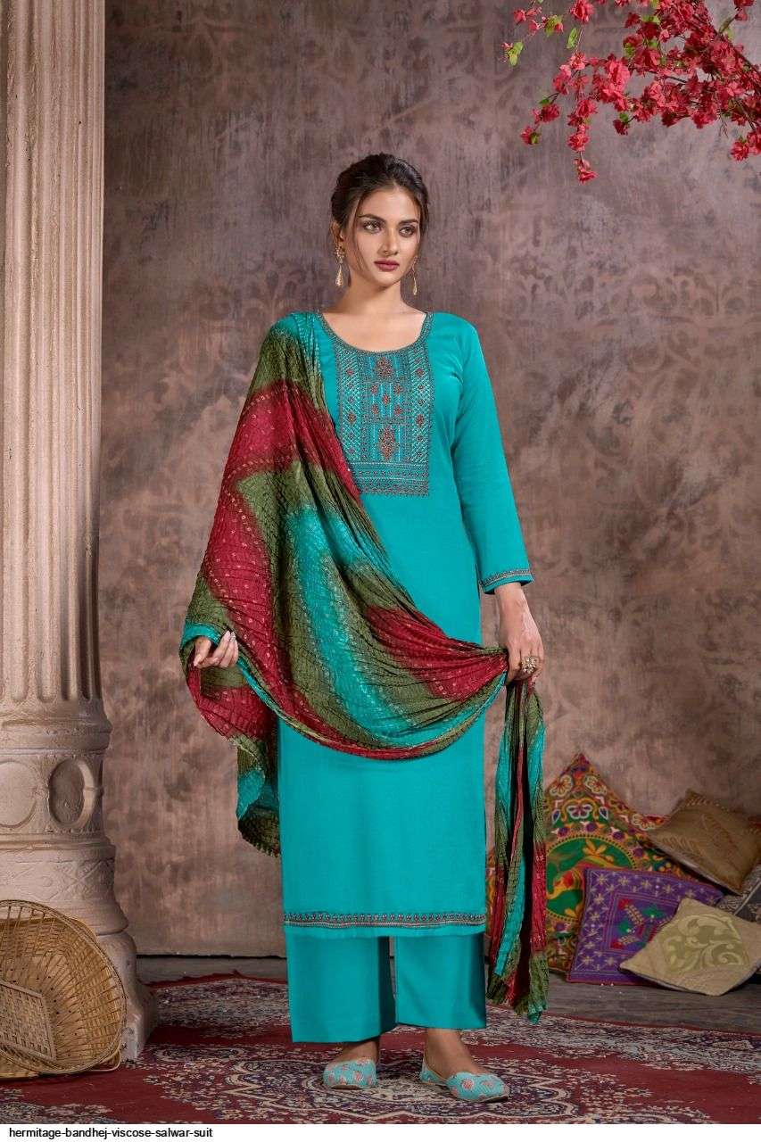 BANDHEJ BY HERMITAGE 1001 TO 1008 SERIES BEAUTIFUL STYLISH SUITS FANCY COLORFUL CASUAL WEAR & ETHNIC WEAR & READY TO WEAR PURE VISCOSE RAYON DRESSES AT WHOLESALE PRICE