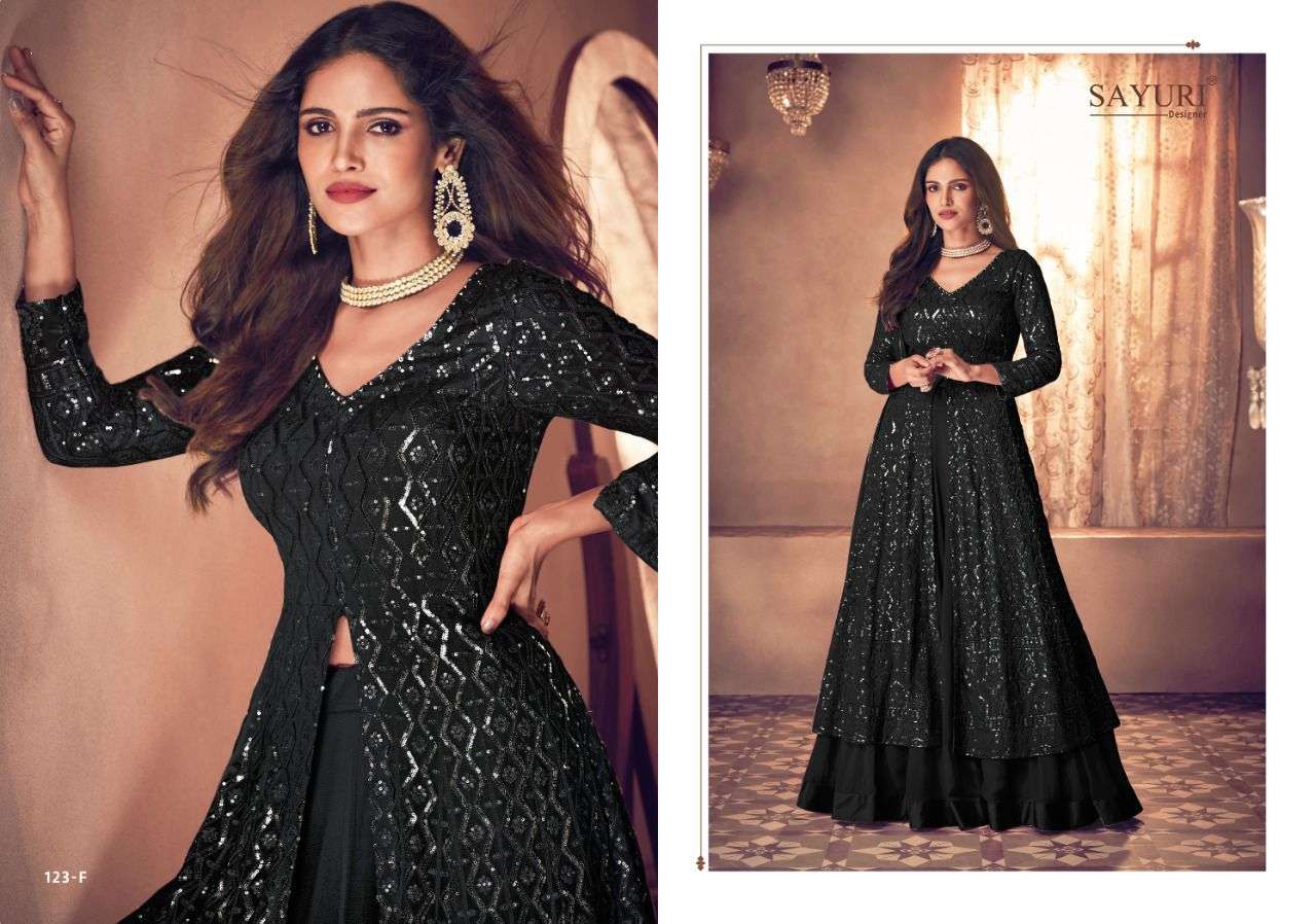 Noor Platinum Pro By Sayuri 123-F To 123-J Series Beautiful Suits Colorful Stylish Fancy Casual Wear & Ethnic Wear Real Georgette Dresses At Wholesale Price