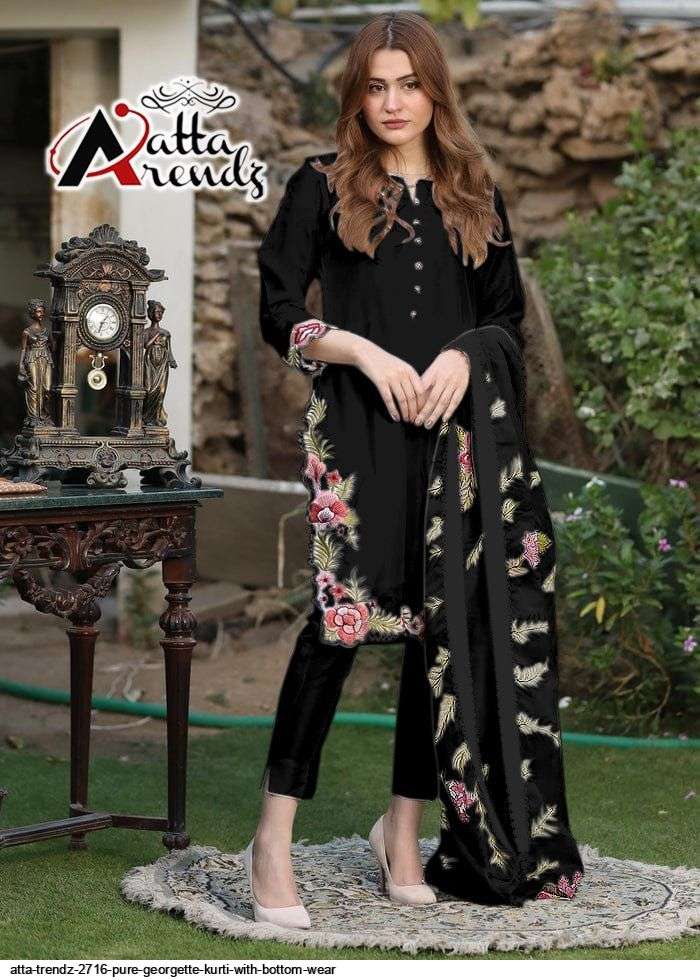 ATTA TRENDZ 2716 COLOURS BY ATTA TRENDZ 2716-A TO 2716-B SERIES DESIGNER PAKISTANI SUITS BEAUTIFUL STYLISH FANCY COLORFUL PARTY WEAR & OCCASIONAL WEAR PURE GEORGETTE EMBROIDERED DRESSES AT WHOLESALE PRICE