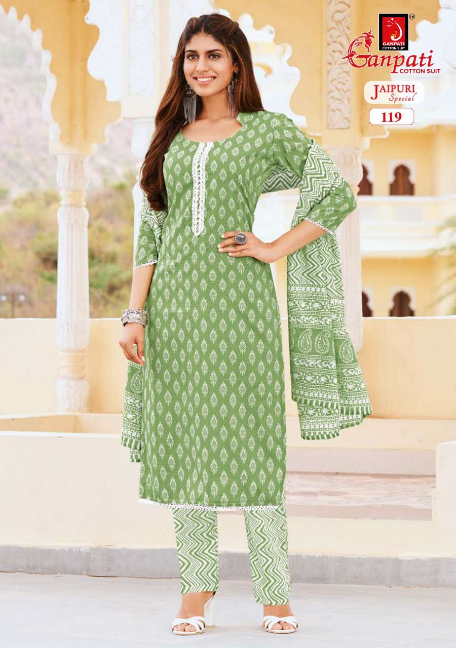 JAIPURI SPECIAL VOL-2 BY GANPATI COTTON SUITS 116TO 130 SERIES BEAUTIFUL STYLISH SUITS FANCY COLORFUL CASUAL WEAR & ETHNIC WEAR & READY TO WEAR PURE COTTON PRINT DRESSES AT WHOLESALE PRICE