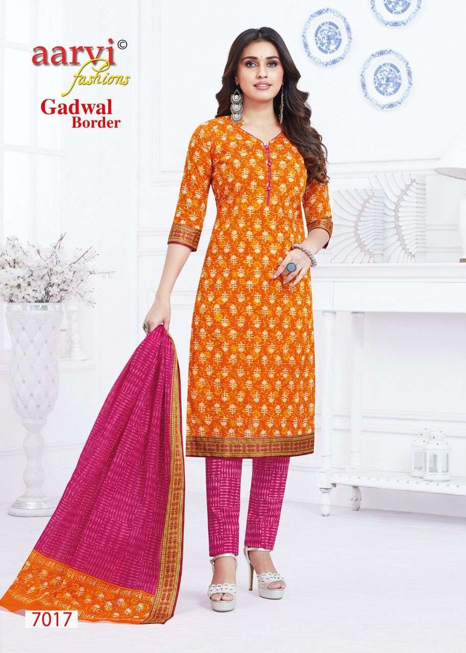 GADWAL BORDER VOL-7 BY AARVI FASHION 7012 TO 7023 SERIES BEAUTIFUL SUITS COLORFUL STYLISH FANCY CASUAL WEAR & ETHNIC WEAR FANCY DRESSES AT WHOLESALE PRICE